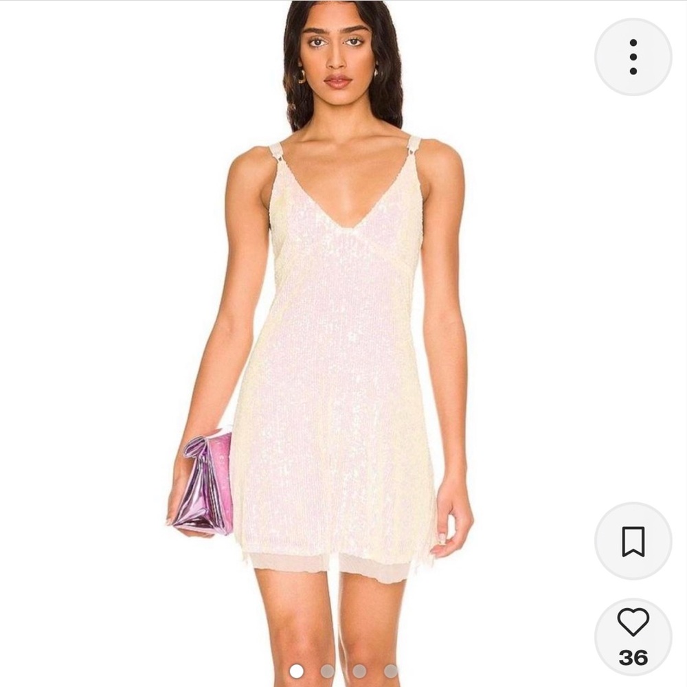 Free People Cream Sequin Mini Dress